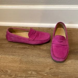 Cole Haan hot pink suede penny loafers